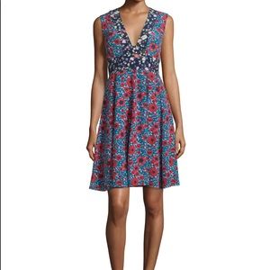 Rebecca Taylor Lindsay Sleeveless Floral Silk Dress